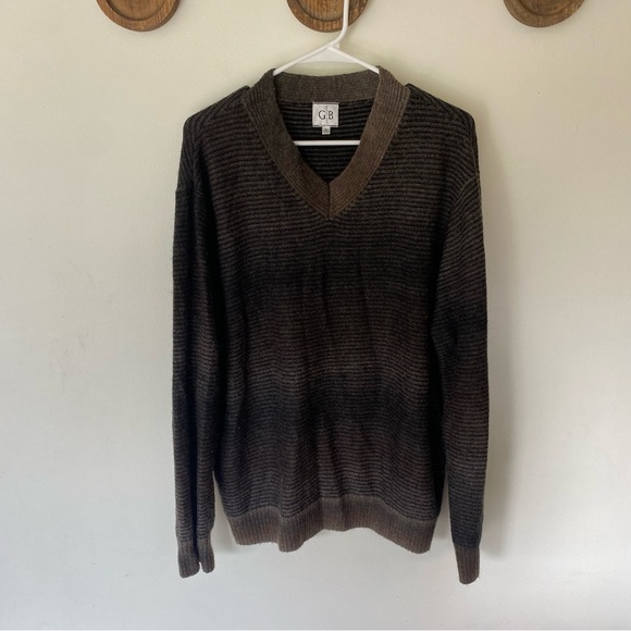 Vintage Geoffrey Beene striped V neck grandpa pullover sweater size XL - Picture 8 of 8